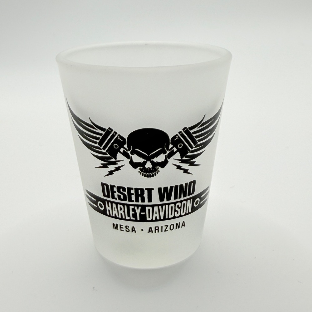 Harley-Davidson Desert Wind Mesa Arizona Frosted Skull Shot Glass Collectible